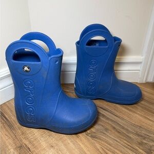 Crocs - Outdoor Footwear Kids Blue Easy Pull-On Waterproof Rubber Rain Boots